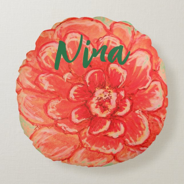 Gentle Pink Flower art  Round Cushion (Front)