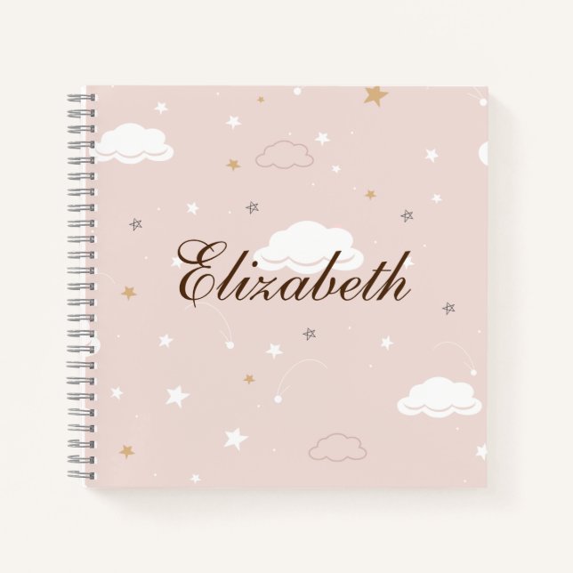Gentle Pink Pattern Cloud Notebook (Front)