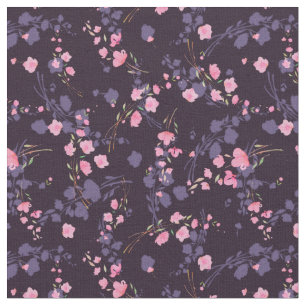 Gentle pink sakura flowers on a dark background fabric