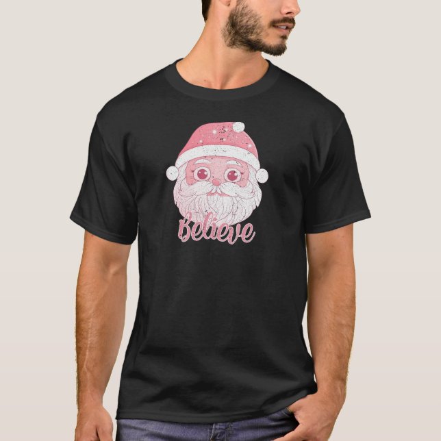 Gentle Pink Snowman for Holidays T-Shirt (Front)