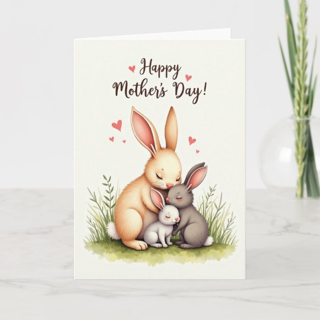 Gentle Rabbit Family Card (Front)