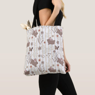 Gentle Rabbit Prince with Botanicals Tote Bag