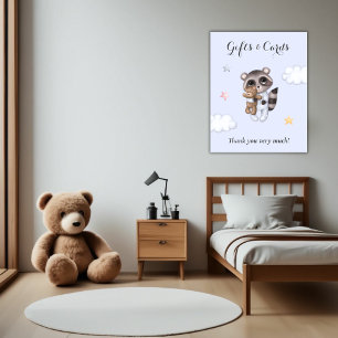 Gentle Racoon Animal Baby Shower Gifts & Cards Poster