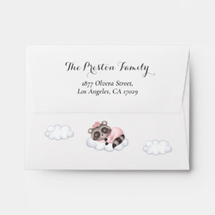Gentle Racoon Animal Girl Baby Shower Envelope