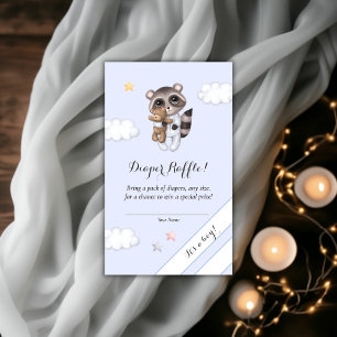 Gentle Racoon Baby Shower Diaper Raffle Enclosure Card