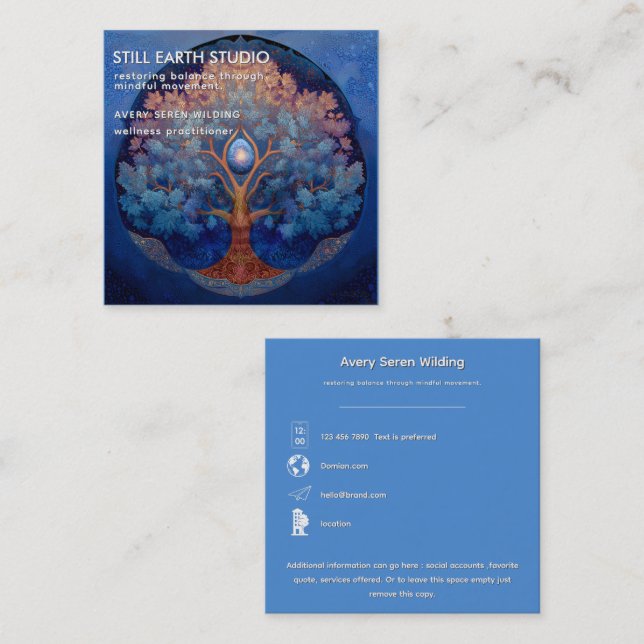 Gentle Radiance | Tree of Life Square Business Card (Front/Back)