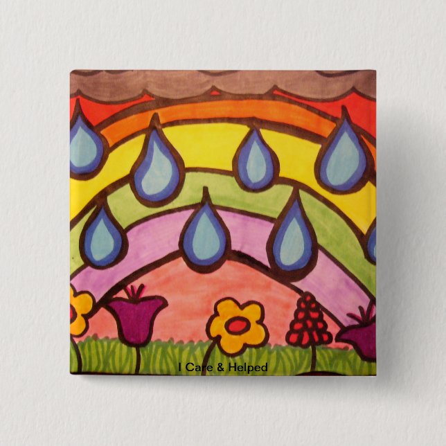 Gentle Raindrops 15 Cm Square Badge (Front)