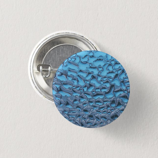 Gentle raindrops on blue glass      3 cm round badge (Front & Back)