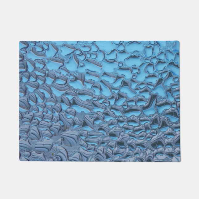 Gentle raindrops on blue glass    doormat (Front)