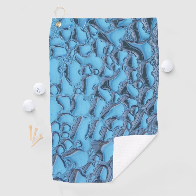 Gentle raindrops on blue glass    golf towel (InSitu)