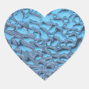 Gentle raindrops on blue glass    heart sticker