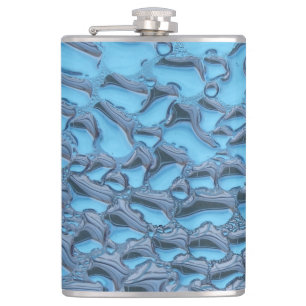 Gentle raindrops on blue glass    hip flask