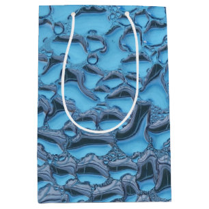 Gentle raindrops on blue glass     medium gift bag