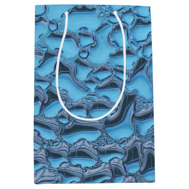Gentle raindrops on blue glass     medium gift bag (Front)