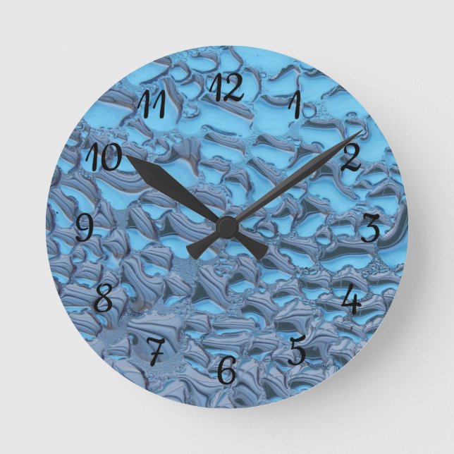 Gentle raindrops on blue glass   round clock (Front)