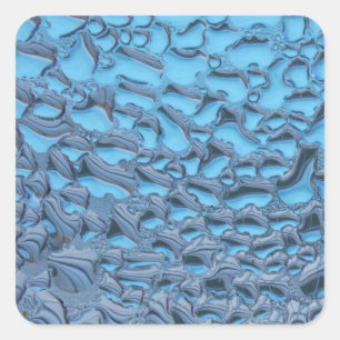 Gentle raindrops on blue glass square sticker