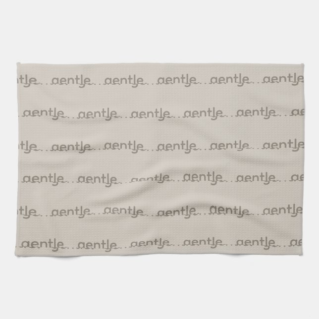 Gentle Repeated Word Pattern Cozy, Calm & Soft  Tea Towel (Horizontal)