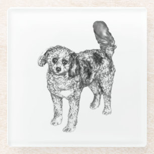 Gentle Shaded Dog Adds Warm Winter Table Joy Glass Coaster