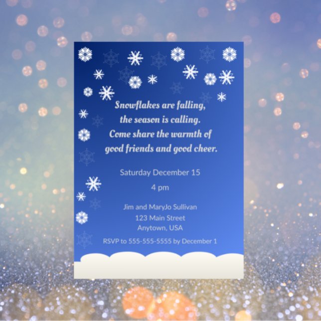 Gentle Snowflake Holiday Party Invitation (Creator Uploaded)