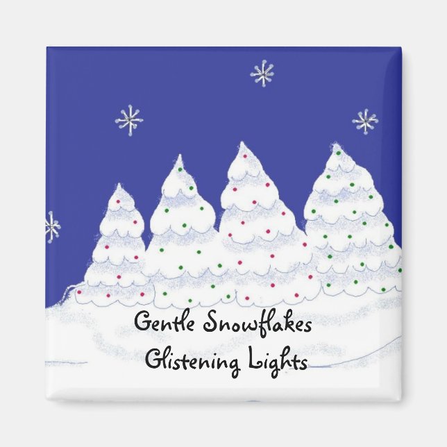 Gentle Snowflakes Glistening Lights Magnet (Front)