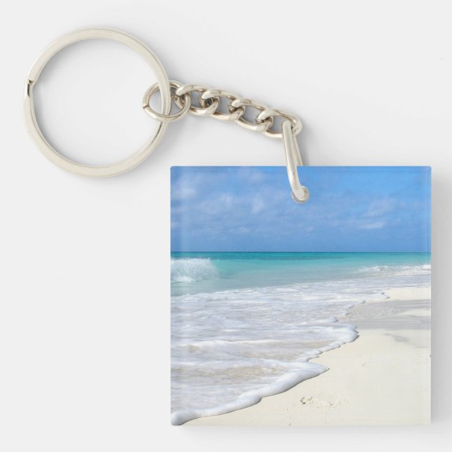 Gentle Surf White Sand Beach Key Ring (Front)