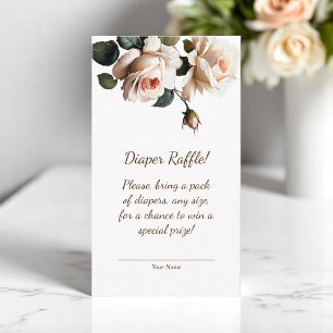 Gentle Tea Rose Baby Shower Diaper Raffle Enclosure Card