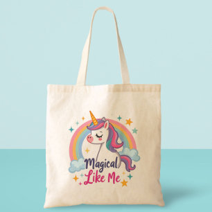 Gentle Unicorn with Rainbow  Tote Bag