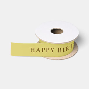 Gentle Warm Yellow Happy Birthday Satin Ribbon