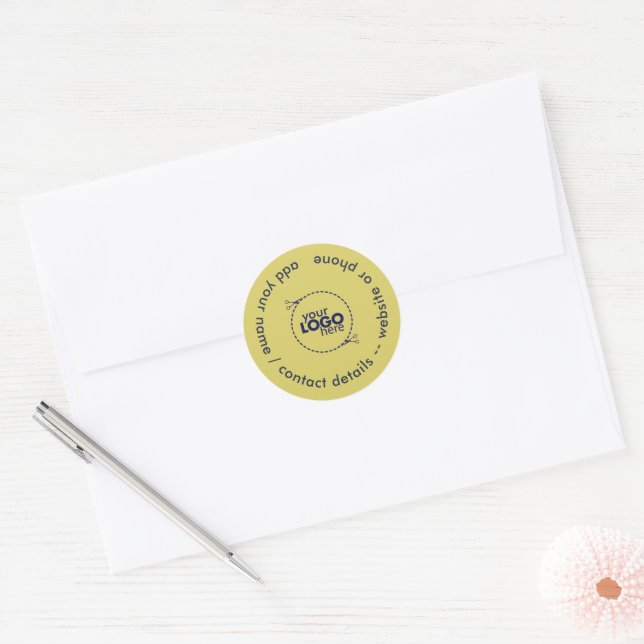 Gentle Warm Yellow Logo Classic Round Sticker (Envelope)