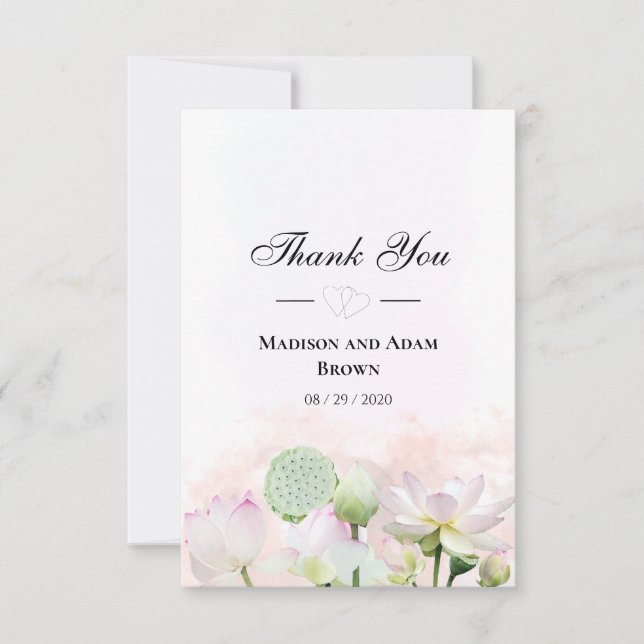 Gentle Water Lilies and Loti Watercolor Thank You (Front)