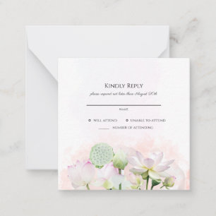 Gentle Water Lilies and Lotuses Wedding RSVP Card