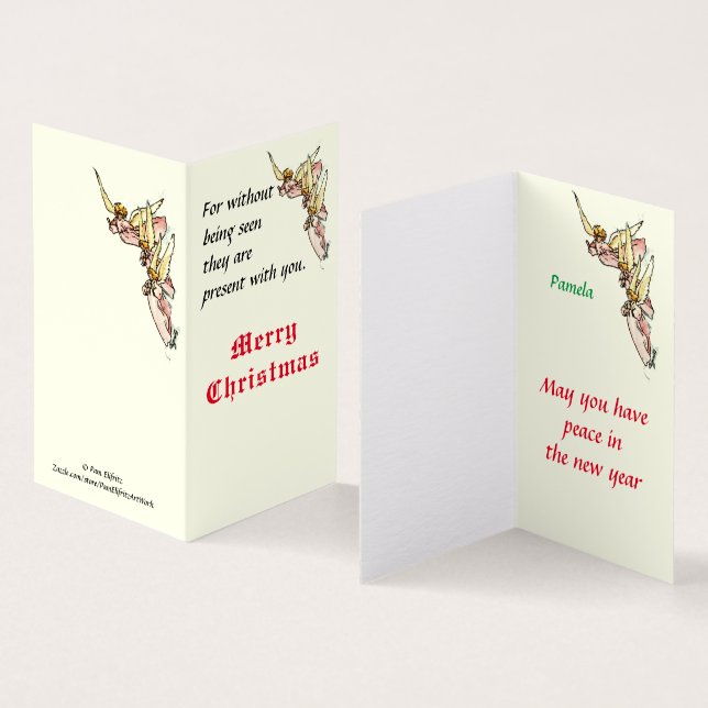 Gentle Watercolor Angels Emerge from Clouds Holida (Inside and Outside)