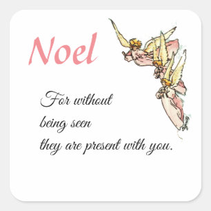 Gentle Watercolor Angels Emerge from Clouds  Squar Square Sticker