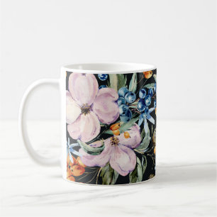 Gentle Watercolor: Pink Floral Berries Coffee Mug