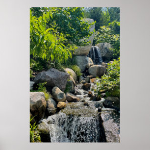Gentle Waterfall Scene Calm Natural Beauty Poster