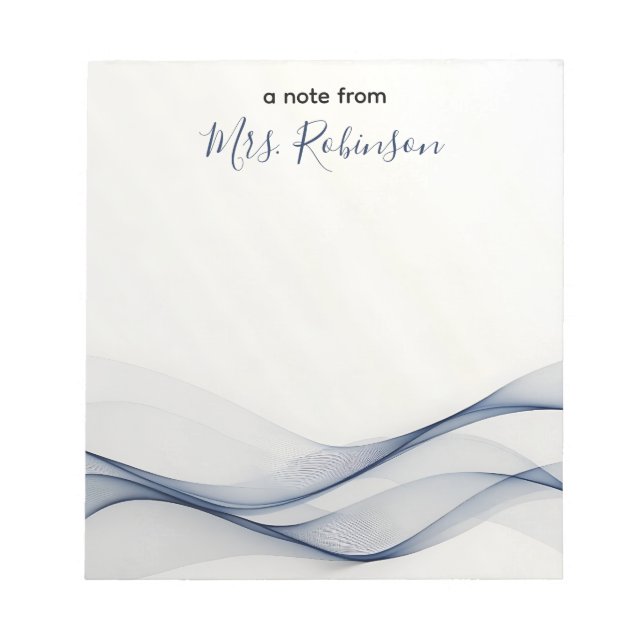 Gentle Wavy Lines Teacher Appreciation Custom Notepad (Front)