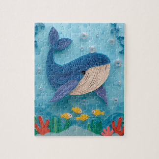 Gentle Whale Calf Paper Art Jigsaw Puzzle