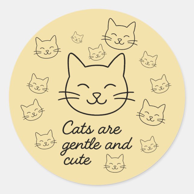 Gentle Whiskers Classic Round Sticker (Front)