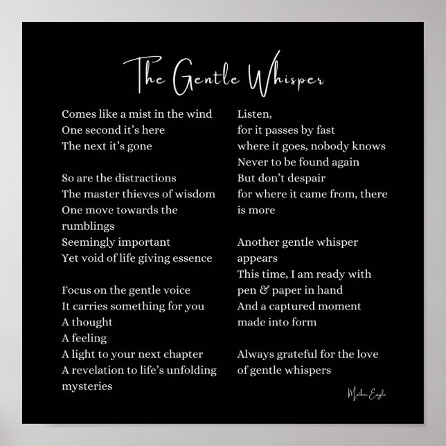 Gentle whisper encouragement poem poster wall art  (Front)
