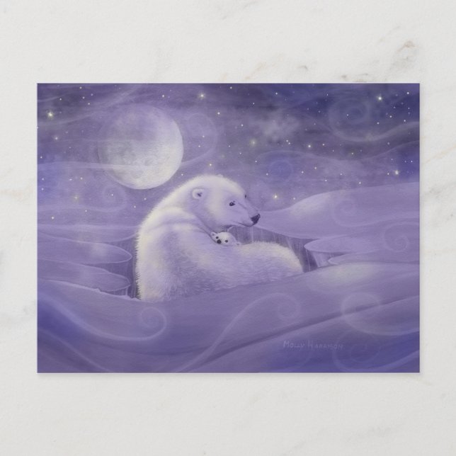 Gentle Winter Polar Bear Postcard (Front)