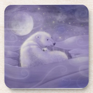 Gentle Winter Polar Bear Set of 6 Coasters