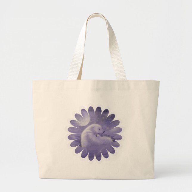 Gentle Winter Polar Bears Large Tote Bag (Front)
