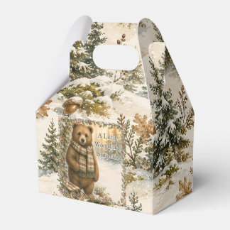 Gentle Woodland Bear Winter Birthday Favour Box