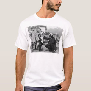 Gentleman and Kids Playing with Bear Cub On Leas T-Shirt