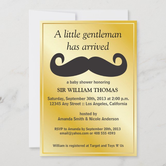 Gentleman Baby Shower Invitation (Front)