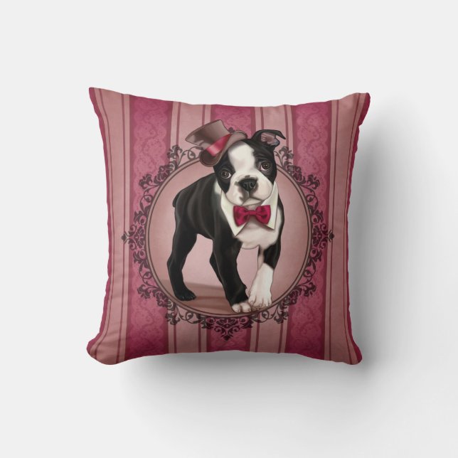 Gentleman Boston Terrier Cushion (Front)