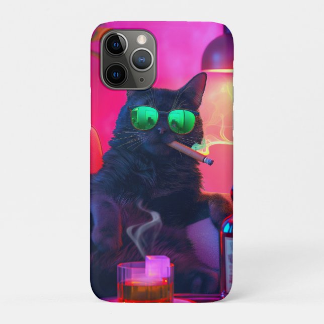 Gentleman Cat Drinking Whiskey | Funny Bar Case-Mate iPhone Case (Back)