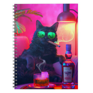 Gentleman Cat Drinking Whiskey   Funny Bar Notebook
