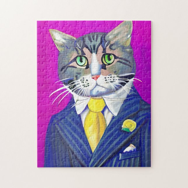 Gentleman Cat in a Suit and Tie Jigsaw Puzzle (Vertical)