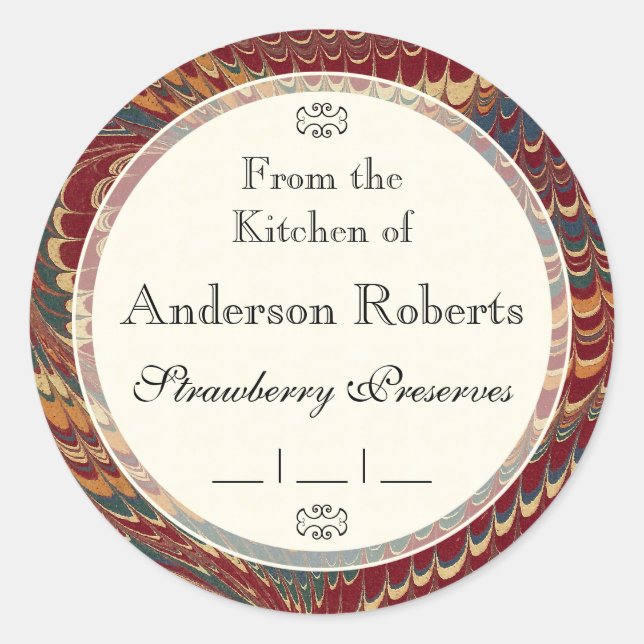 Gentleman Chef's Elegant Marble Canning Labels (Front)